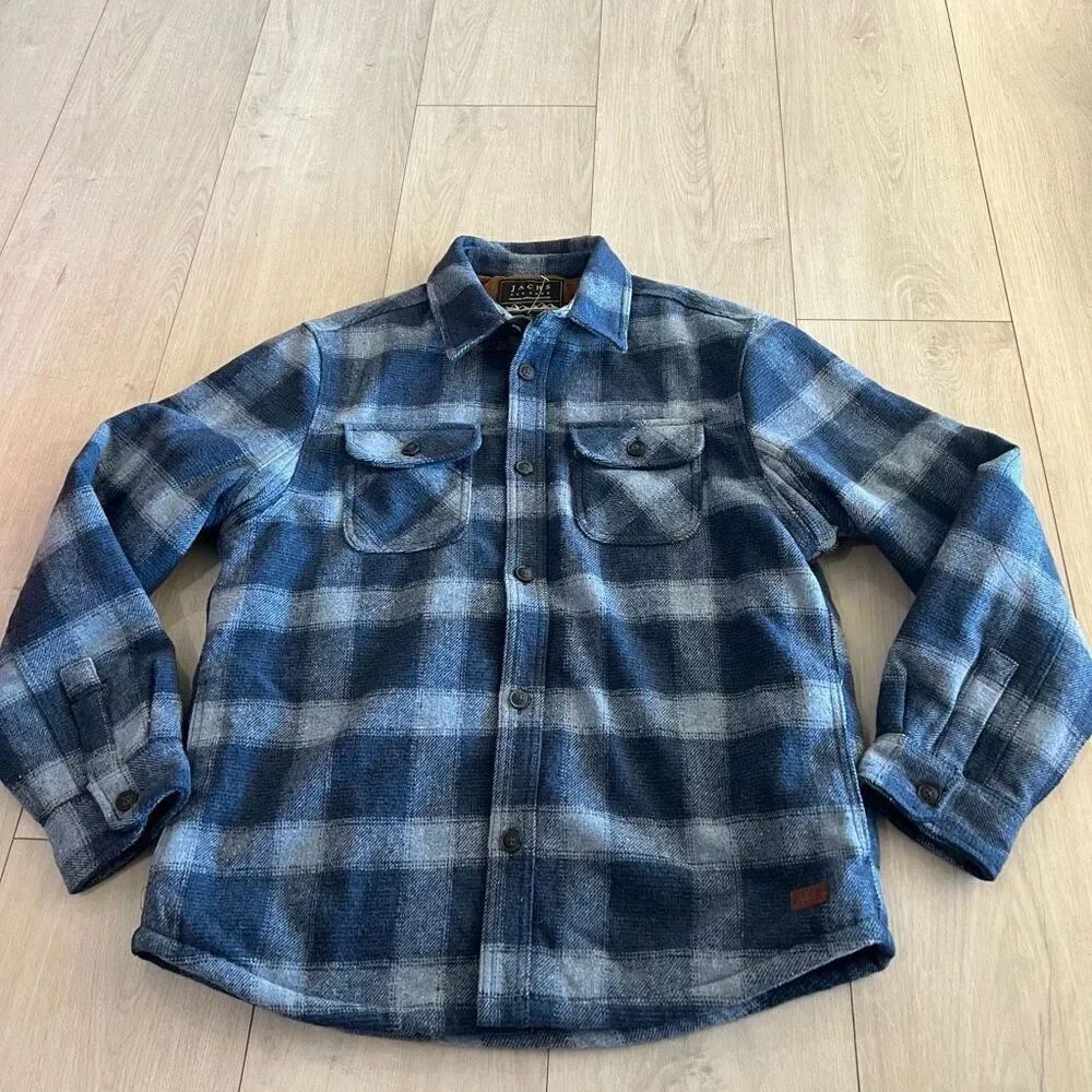 Jachs Men's Quilted Shirt Jacket in Blue size L